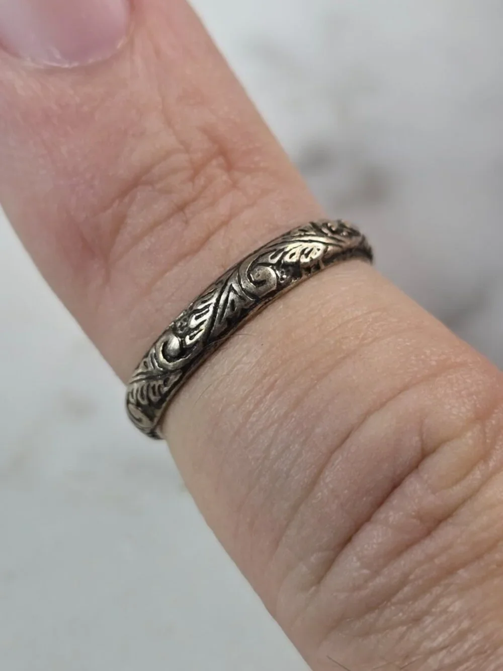 Womens Vintage Estate Sterling Silver Stackable Engraved Band Ring 1.2g E4148